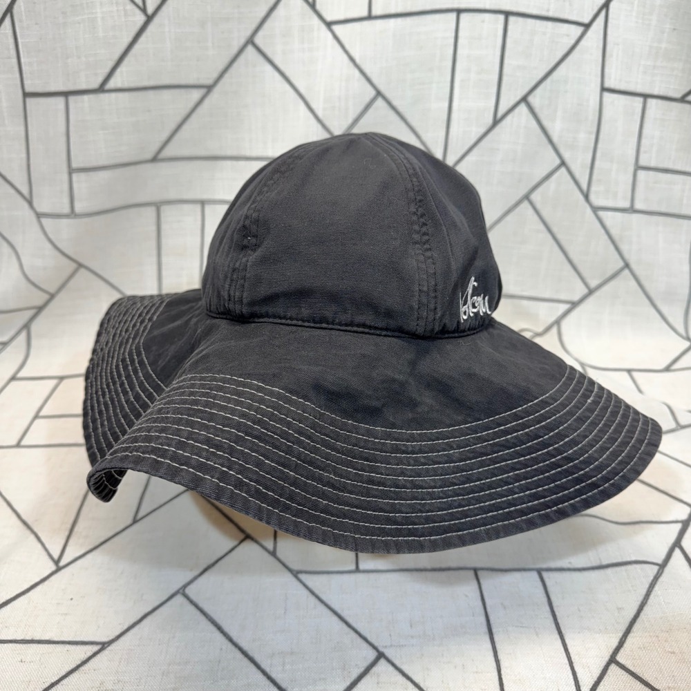 Volcom Sea Legs Sun Hat OS Black Wide Brim Cotton Canvas Floppy Bow E5611001